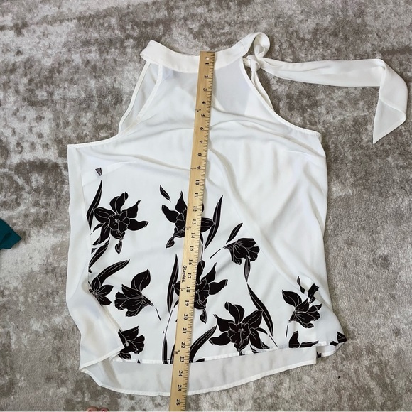 Worthington black & white halter blouse with side neck tie lightweight SZ M - Picture 6 of 9